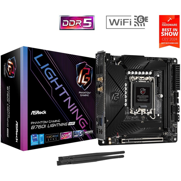 ASRock B760I PG Lightning WiFi, 245087, Alaplap