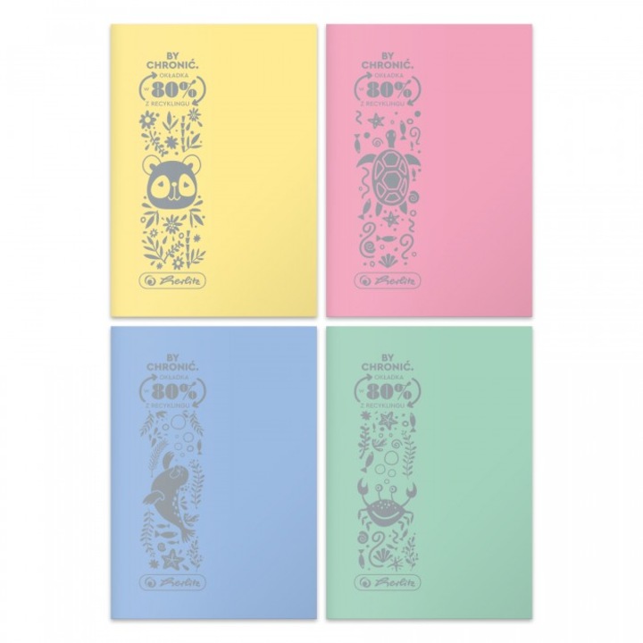 Herlitz Eco PP Pasztell Színű Füzetek, A5, 10 darabos készlet, sokszínű