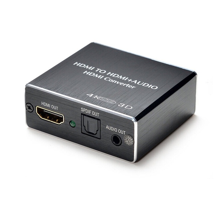 QttvbTna HDMI аудио конвертор, 4K, HDMI към HDMI + оптичен SPDIF, 3,5 mm