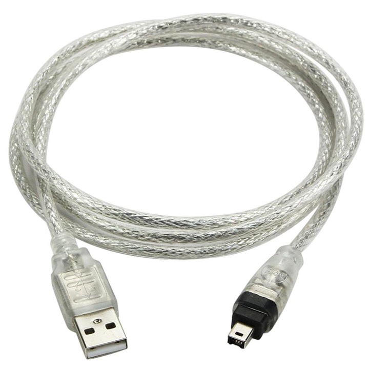 Кабел USB към Firewire 4 пина, Пластмасов, Универсален, 1,5 м, Бял
