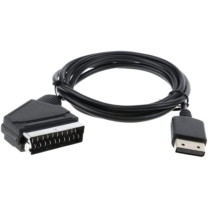 Cablu Scart RGB pentru PS2/PS3/PSOne, ABS, negru, 1.8m - eMAG.ro