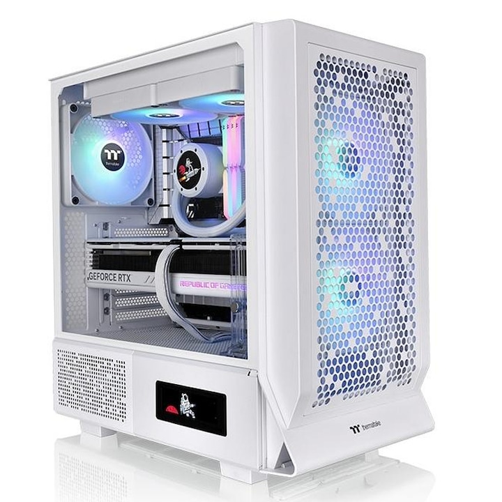 Carcasa, MRED, Crystal Sea, Mid Tower ATX, sticla temperata, iluminare RGB, alb