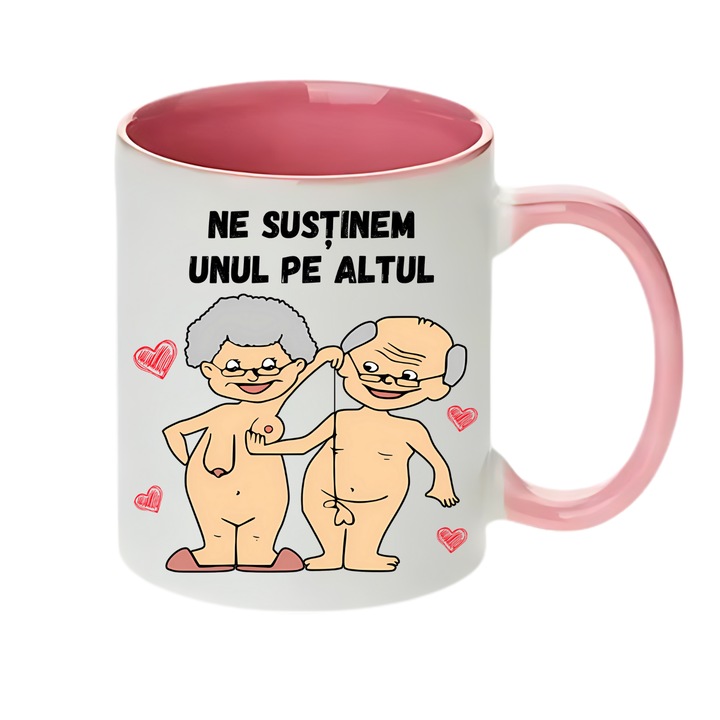 Cana personalizata - Ne sustinem unul pe altul, roz interior, 330 ml