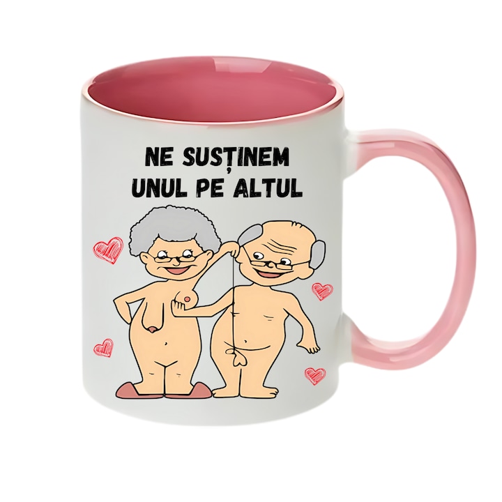 Cana personalizata - Ne sustinem unul pe altul, roz interior Cana personalizata - Ne sustinem unul pe altul, roz interior