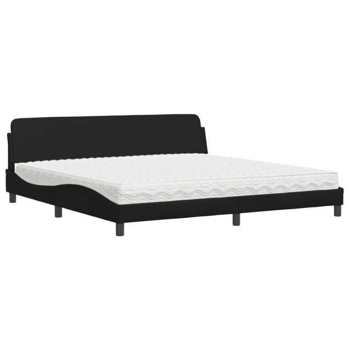 Pat cu saltea vidaXL, negru, 200x200 cm, piele ecologica, 43.4 kg 3208477