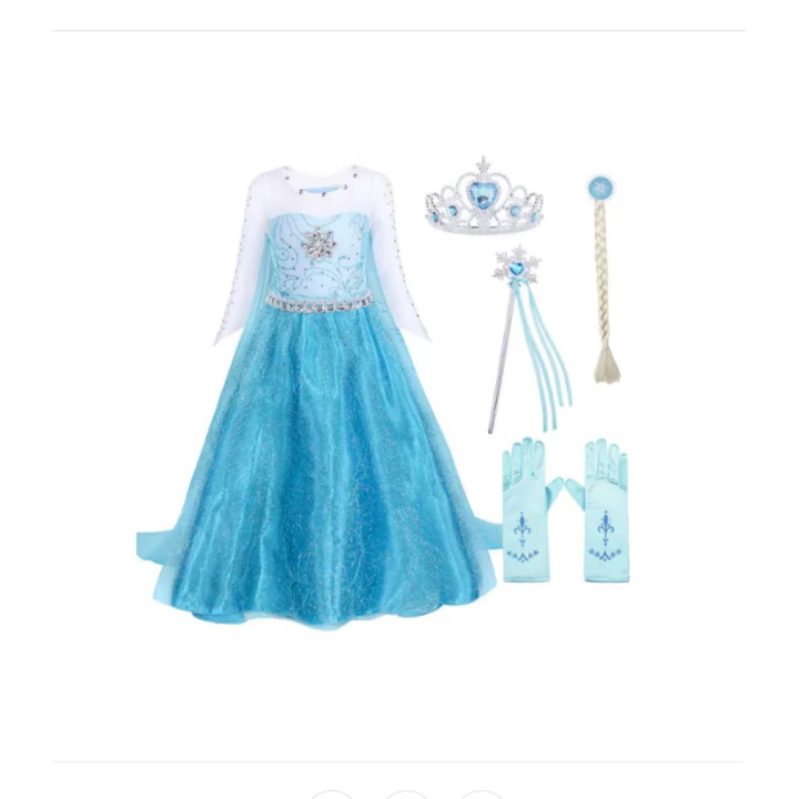 Elsa Frozen ruha és kiegészítő készlet, ANUTETOUNI, 100-110 cm, kék