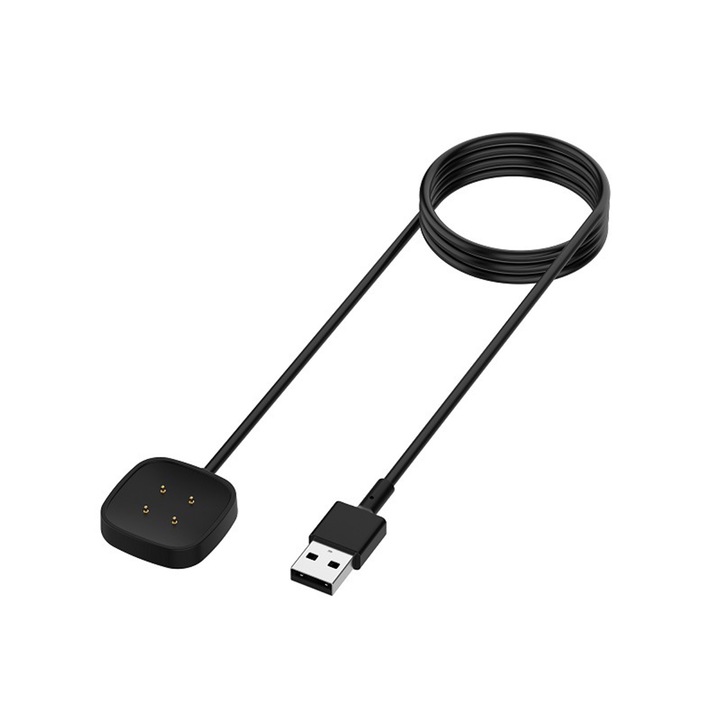 Fitbit Sense/Sense 2/Versa 3/Versa 4 okosórákkal kompatibilis töltőkábel, SINBITA, Mágneses vonzerő, Túlfeszültség védelem, Gyors töltés, Zavar elleni védelem, Túlmelegedés elleni védelem, Műanyag, 100 cm, Fekete