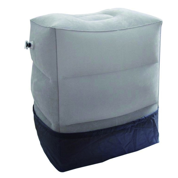 Suport ergonomic, AllizBan, pentru odihnirea si relaxarea picioarelor, AllizBan, PVC, Portabil, gonflabil, Gri