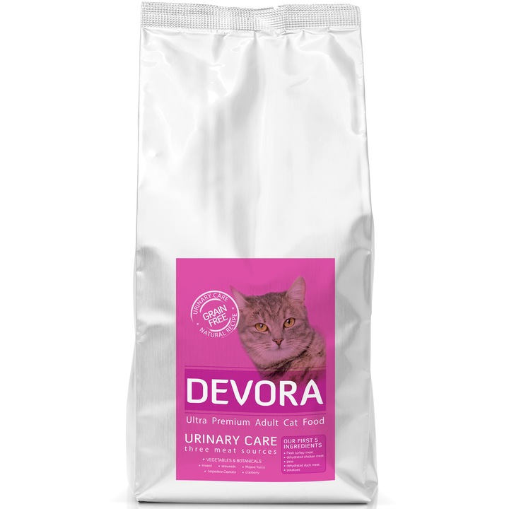 Hrana uscata pentru pisici Devora Grain Free Urinary, Curcan, Pui si Rata 400 gr