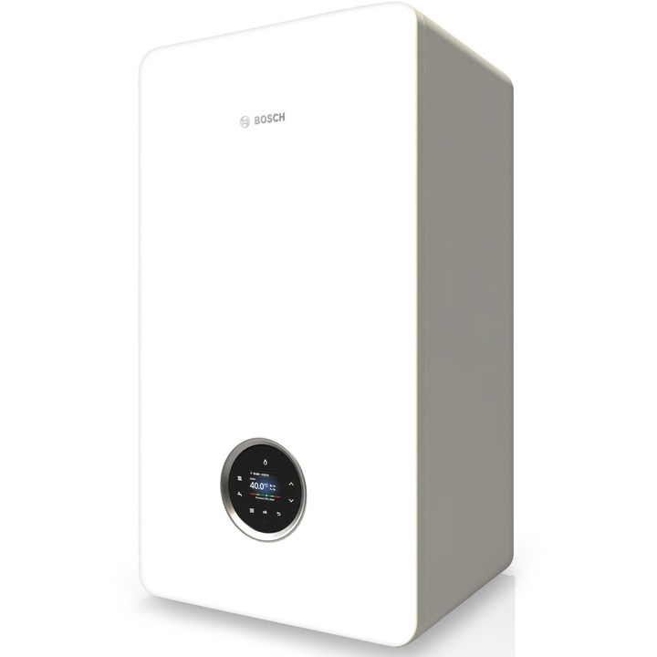 Centrala termica murala cu condensare Bosch Condens 5700i W GC5700iW 30/30 C 23, incalzire 30 kW/ACM 30 kW, Clasa de eficienta energetica A pentru incalzire/preparare ACM, cu profilul de incarcare XL