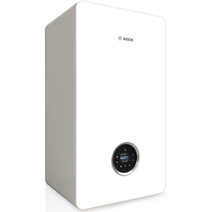 Centrala termica murala cu condensare Bosch Condens 5700i W GC5700iW 30/30 C 23, incalzire 30 kW/ACM 30 kW, Clasa de eficienta energetica A pentru incalzire/preparare ACM, cu profilul de incarcare XL