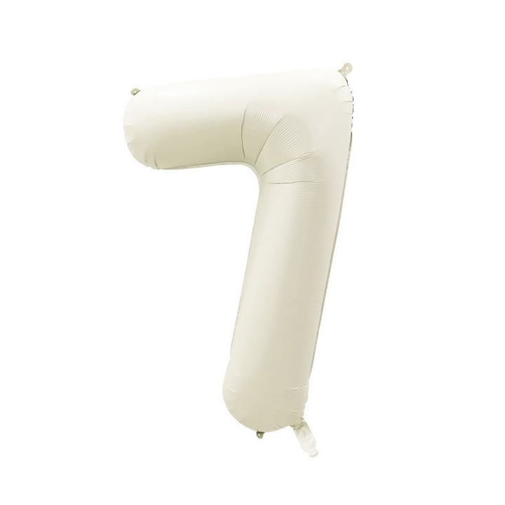 Balon tip cifra 7, Folie de aluminiu, Alb crem
