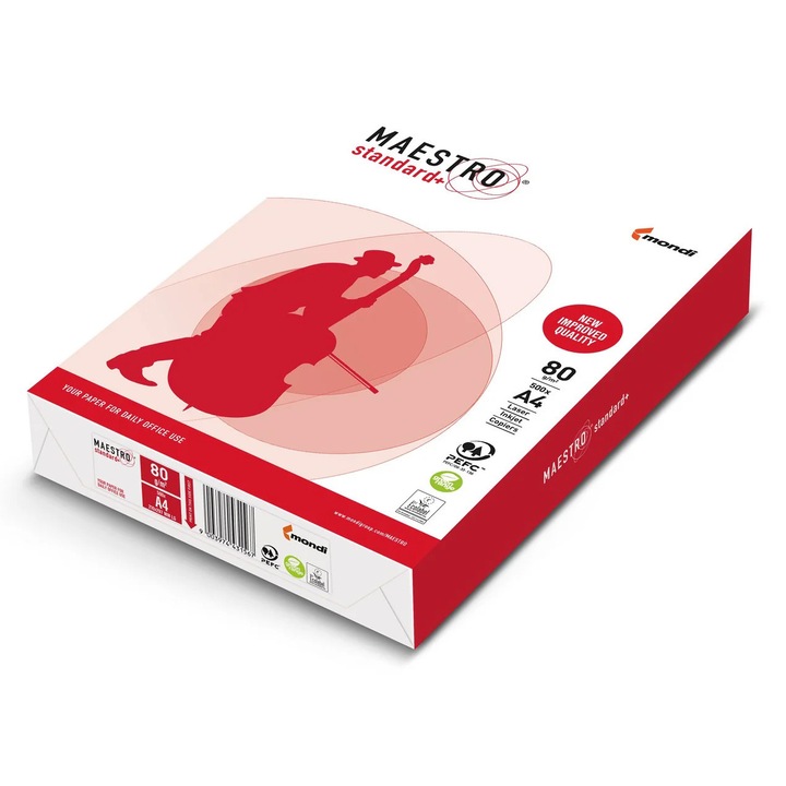 Hartie copiator Maestro Standard A4, 80 g/mp, 500 coli/top