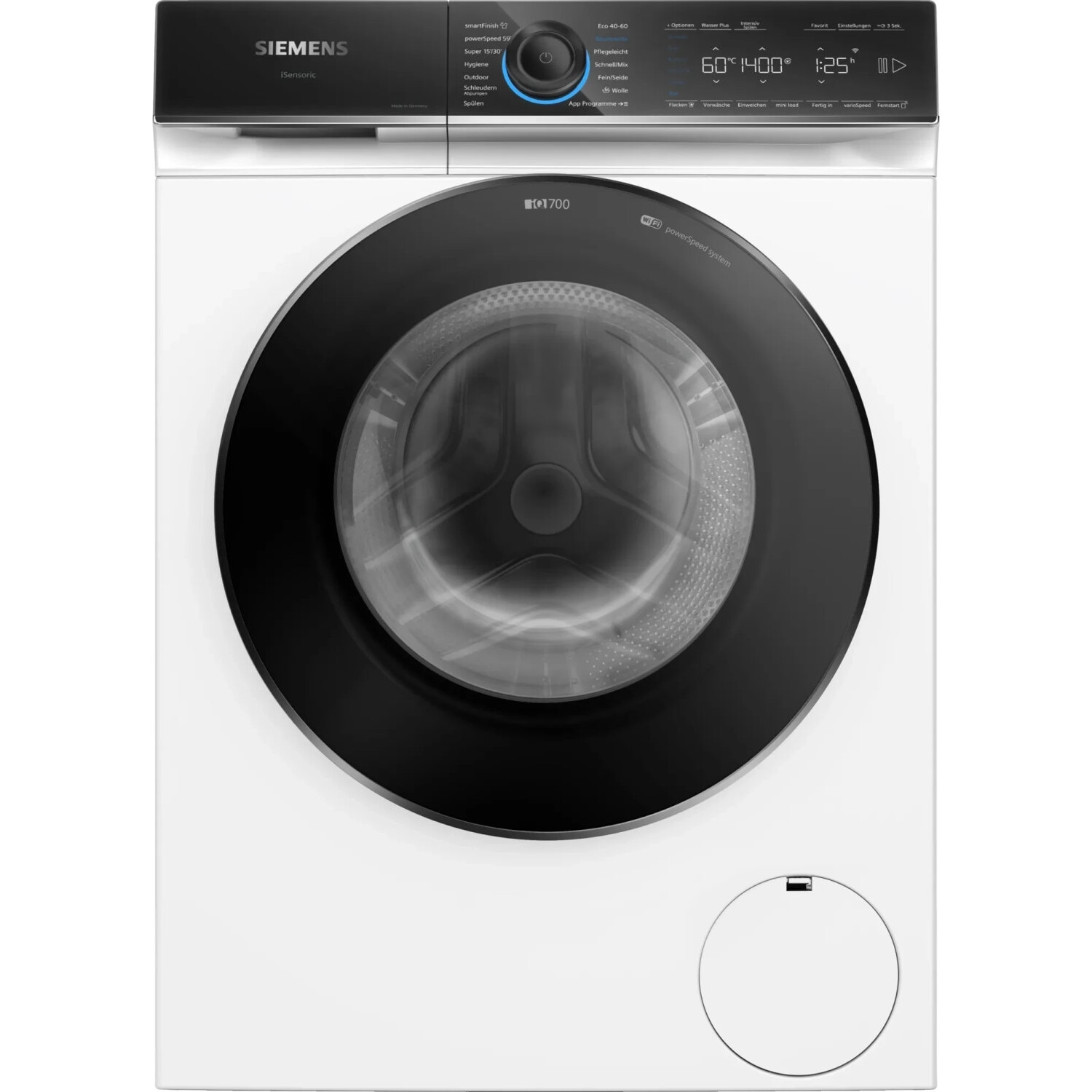 Masina De Spalat Rufe Frontala Siemens IQ700 WG44B200EX, 9 Kg, Clasa A, 1400 Rpm, Aquastop, SpeedPack XL, Alb