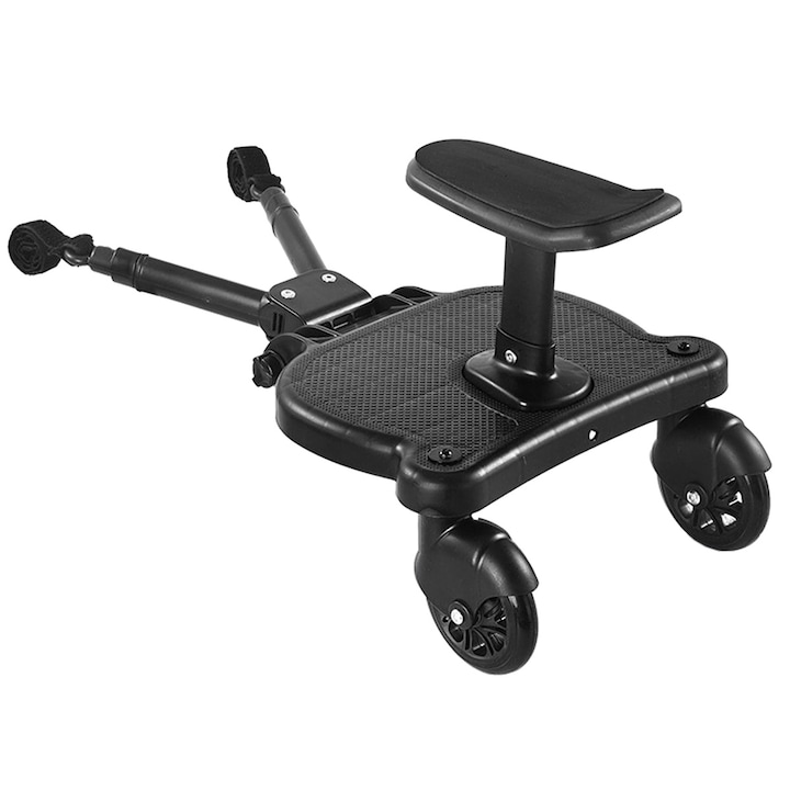 Adaptor pentru carucior, XGETOP®, platforma cu scaun detasabil, 2 roti, capacitate 25 kg, universal, negru