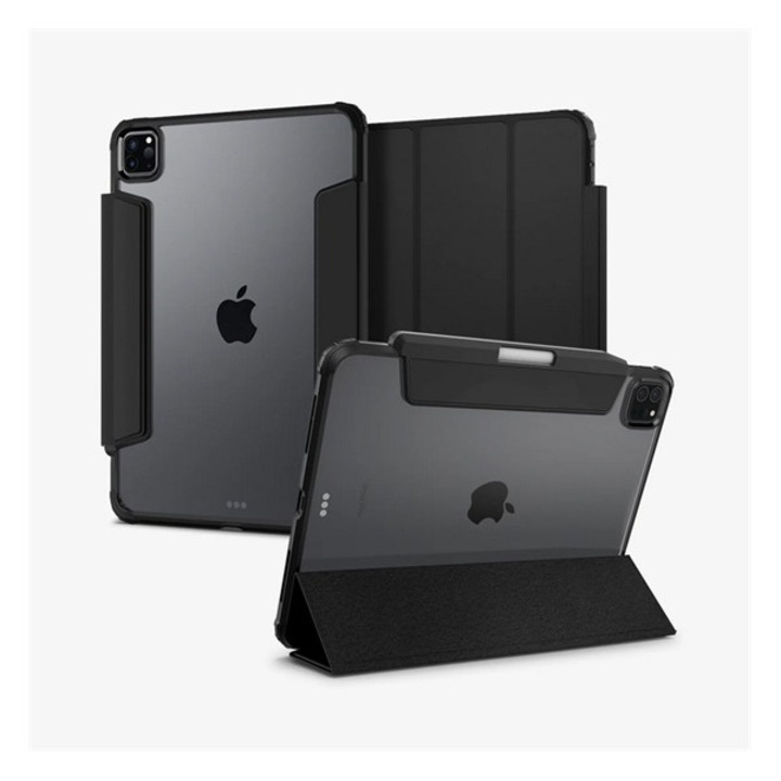 Spigen ultra hybrid pro tabletvédő álló, bőr hatású, flip, oldalra nyíló, trifold, asztali tartó, ceruza tartó, fekete, kompatibilis: Apple IPAD Pro 13, 2025, / IPAD Pro 13, 2024
