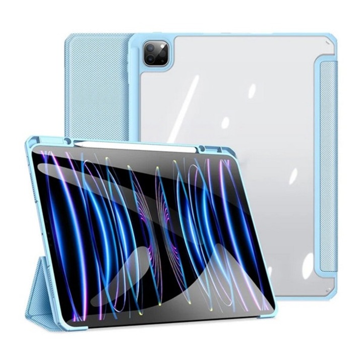 Dux ducis toby tabletvédő álló, bőr hatású, aktív flip, oldalra nyíló, trifold, asztali tartó, ceruza tartó, világoskék, kompatibilis: Apple IPAD Pro 13, 2025, / IPAD Pro 13, 2024