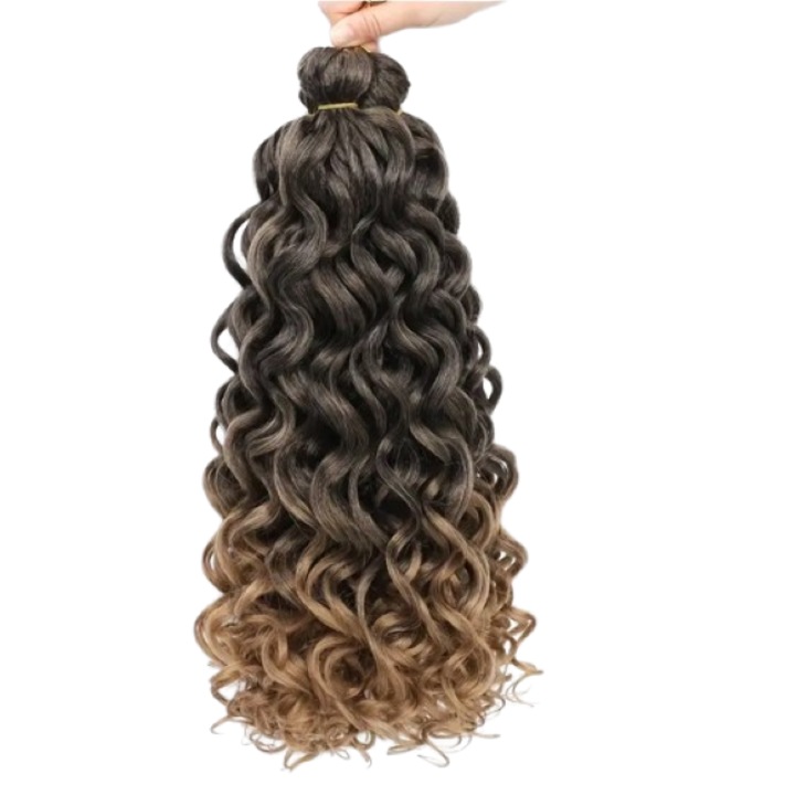 Extensii de par ondulat, 120 cm, Blond/Negru