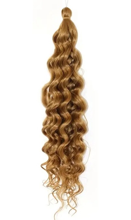 Extensii de par ondulat brazilian hawaian, cu bucle, 120 cm, 100 g, blond roscat 27, 1 buc