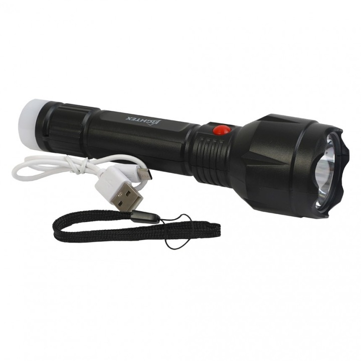 LED фенерче Lightex, 1W+1W, 6500K, 80lm+60lm, micro USB зареждане, Li-Ion 3.7V, 1200mAh