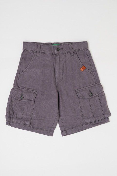 United Colors of Benetton, Pantaloni scurti cargo din amestec de in, Gri
