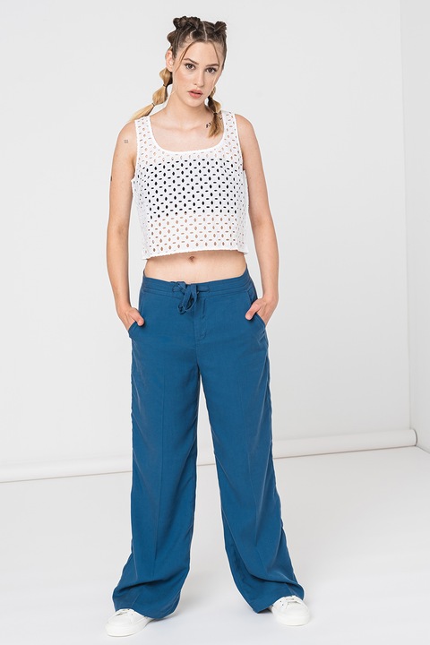 United Colors of Benetton, Къс топ с ажур, Бял