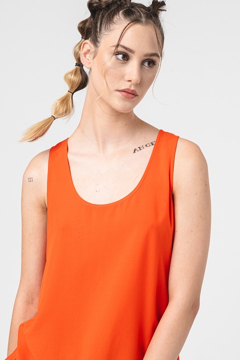 United Colors of Benetton, Bluza cu decolteu rotund, fara maneci, Portocaliu