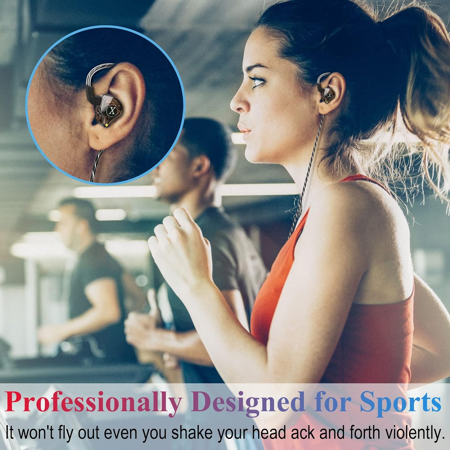 Casti In-Ear Nybgyy, Sport, Control Integrat, Negru, 120cm