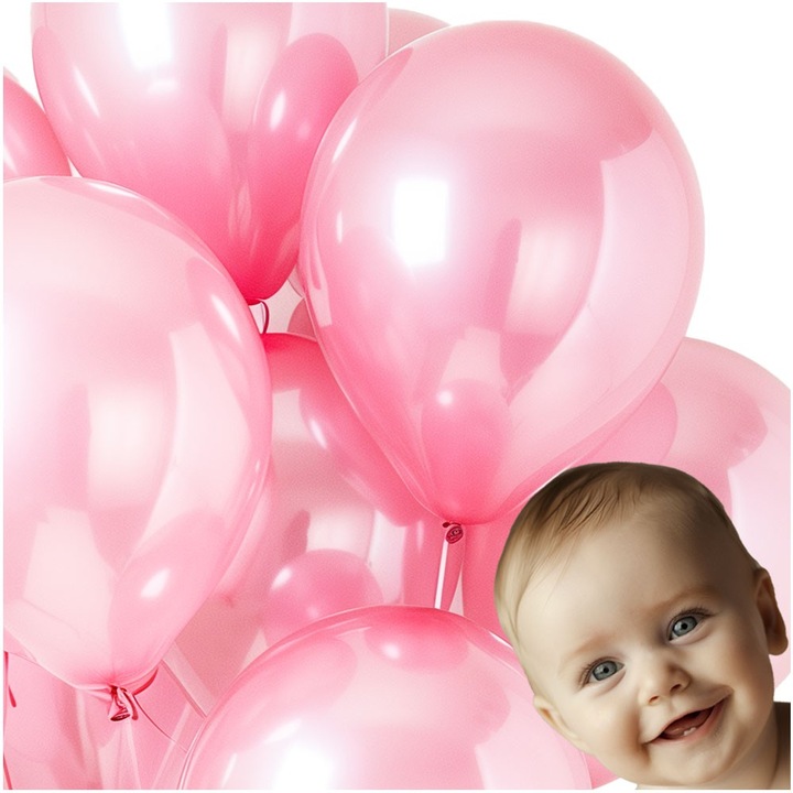 Set 50 baloane, PartyCollection, 36 cm, Roz