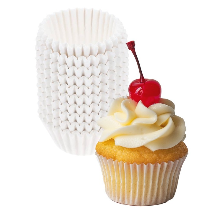 Forme prajituri PartyCollection, hartie, set 200 buc, alb, 5x2.5cm