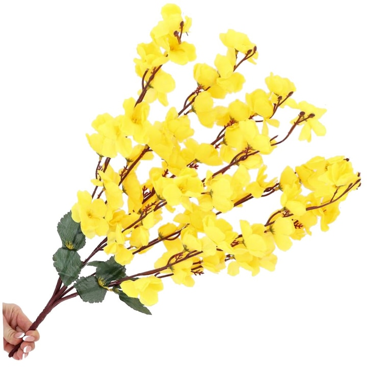 Művirág ág, PartyCollection, sárga, 56cm