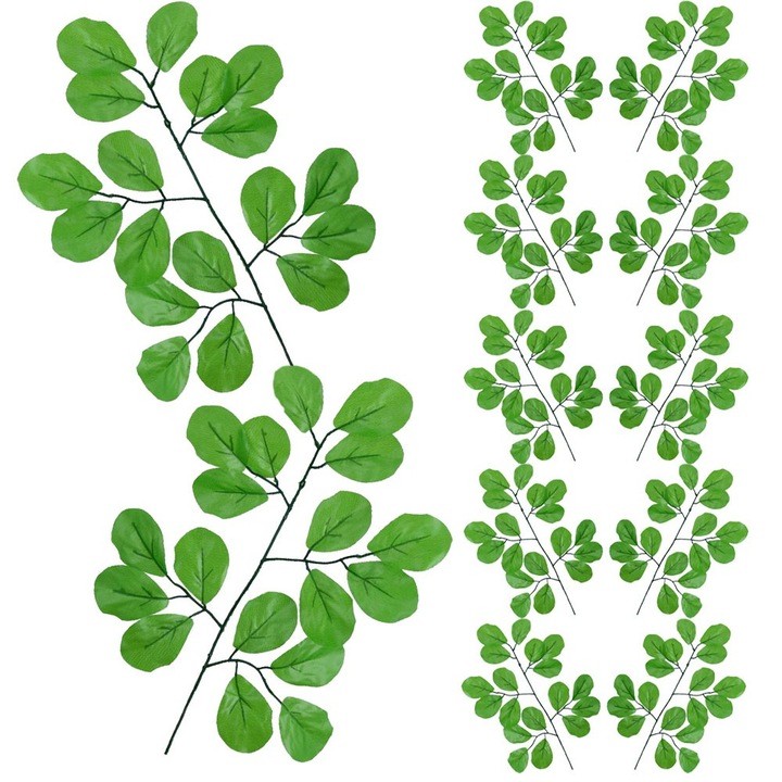 12 db műlevél ágból álló készlet, PartyCollection, 44cm, világoszöld