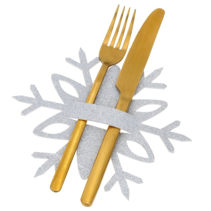 Evőeszköztartó készlet PartyCollection, hópehely, ezüst, 14,5x17cm