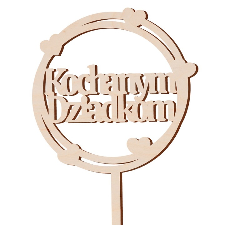 Topper tort din lemn PartyCollection, Kochanym Dziadkom, 19,5x10cm, set pentru decorare buchete
