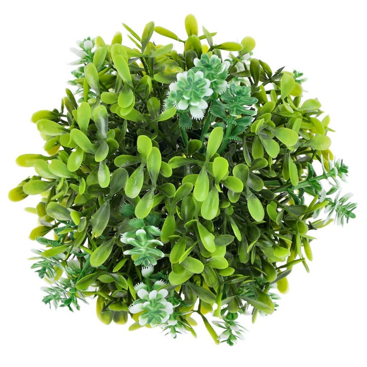 PartyCollection díszbokor, mesterséges, fehér zöld levelekkel, 13cm