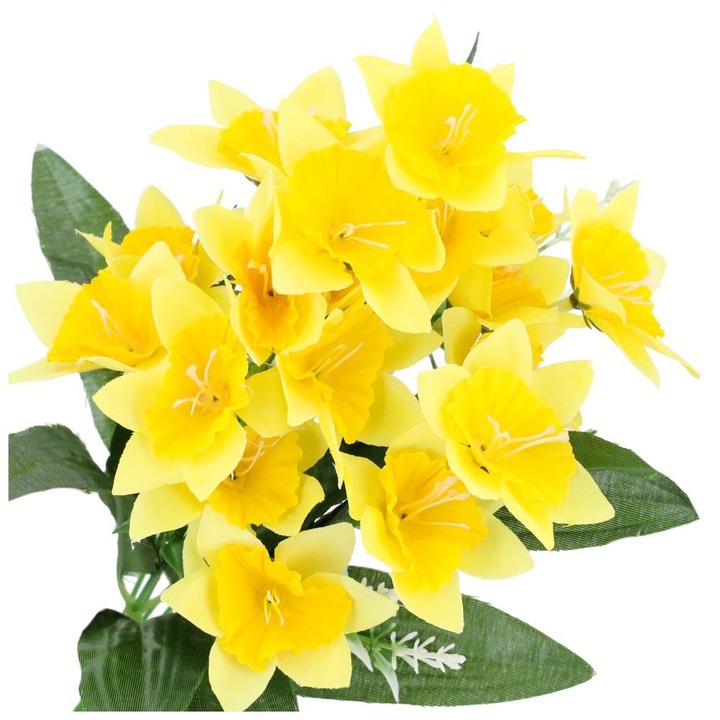 Buchet Artificial Zonkile, PartyCollection, 35cm, Galben, 10x3,5cm