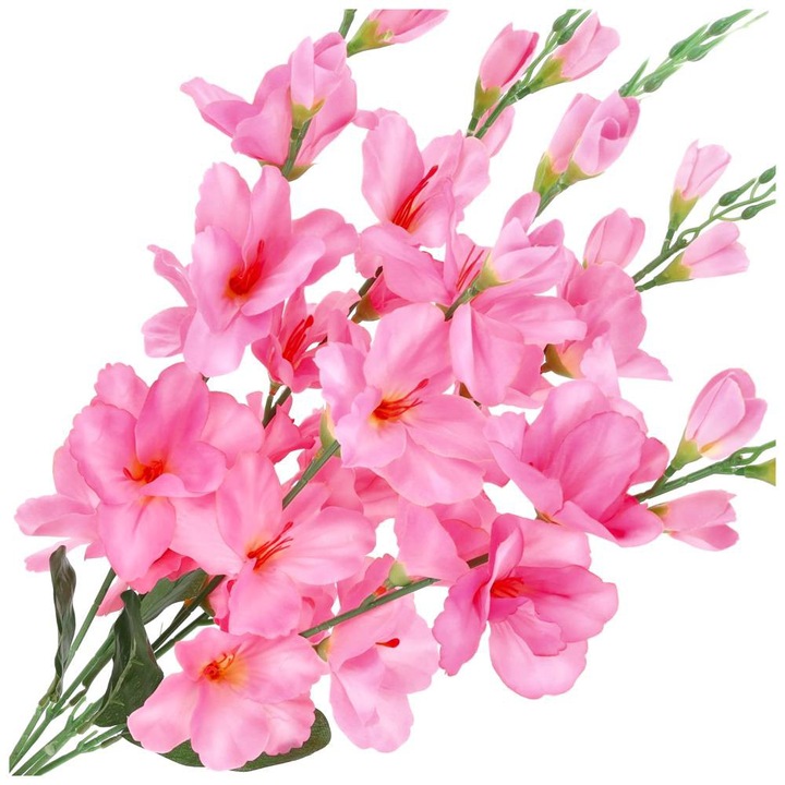 Művirág csokor, PartyCollection, Gladiola, 5 szál, Textil, 70cm, Rózsaszín