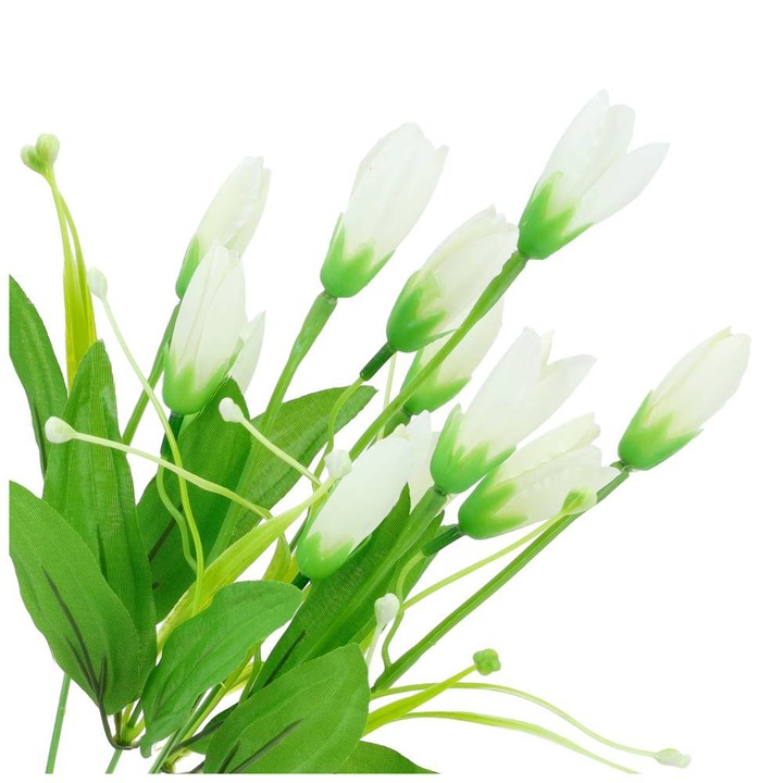 Buchet artificial PartyCollection, lalele, alb, 40cm