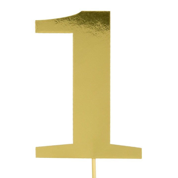 Топер за торта, PartyCollection, номер 1, златен, 28 см