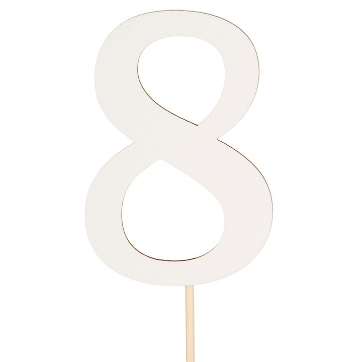 Topper pentru tort PartyCollection, cifra 8, 9.5x7cm