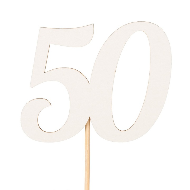 Топер за торта 50, PartyCollection, 26см, 9х12см, парти декорация