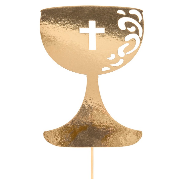 Топер за торта, PartyCollection, златен, 11x8см