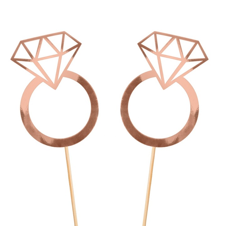 Комплект 2 x топъра за торта, PartyCollection Розово злато