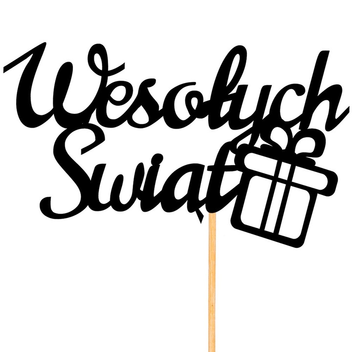 Топпер за торта, PartyCollection, Весела Коледа, 13x7,5см, 20см