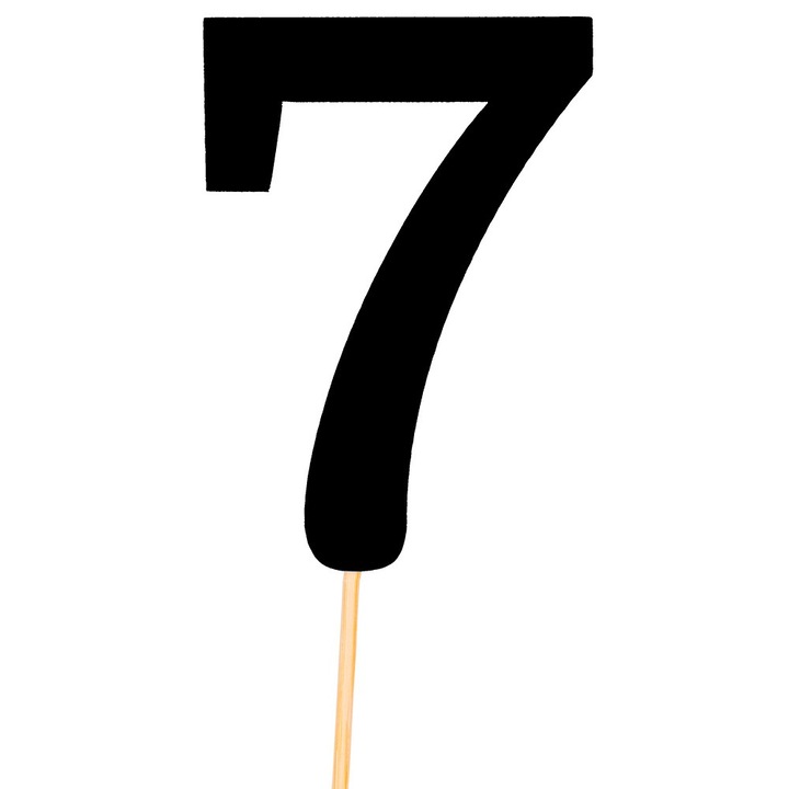 Топер за торта PartyCollection, номер 7, черен, 9.5x7см