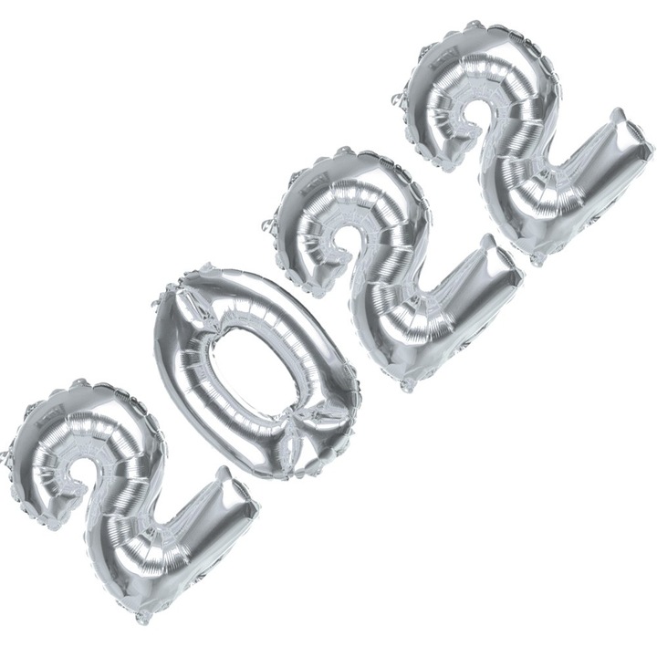 Set Baloane PartyCollection 2022, Argintiu, 40cm