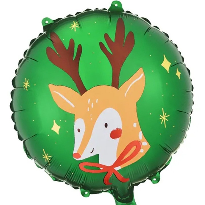 PartyDeco karácsonyi lufi, rénszarvas, zöld, 45cm
