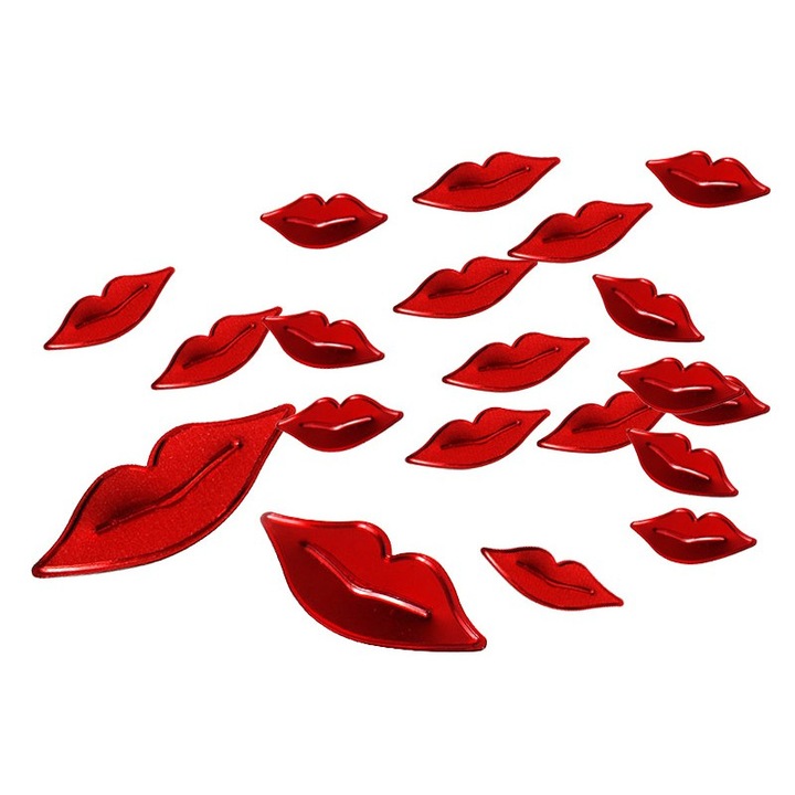 Confetti buze, PartyDeco, 1.5 x 2.7 cm, 15 g, rosu
