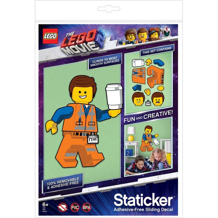 Set de constructie, LEGO, Staticker Emmet, 355x455mm