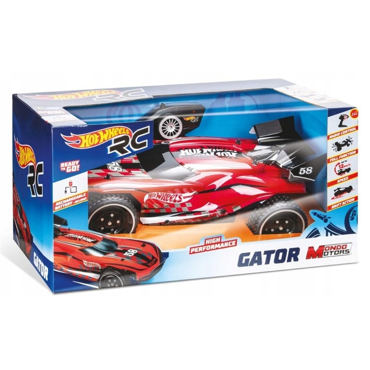 Masinuta Mondo Hot Wheels, rosu, 47x25x28cm